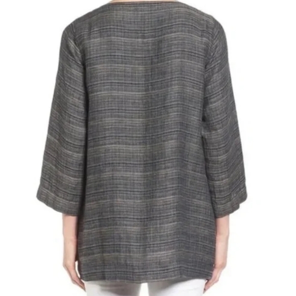 Eileen Fisher coastline tunic. Oversized. 100% linen. Grey, white, blue. XS P. - Picture 2 of 14